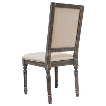Rustic Smoked Gray Dining Chairs, Set of 2