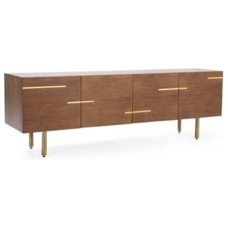 Maxwell 4-Door Media Cabinet, Finish: Ginger, Brass