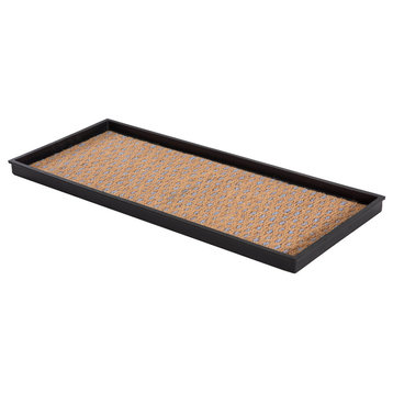 34.5"x14"x1.5" Natural/Recycled Rubber Boot Tray Tan/Blue Coir Insert