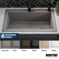 Karran Drop-In Quartz 33" 1-Hole Single Bowl Kitchen Sink Kit, Concrete