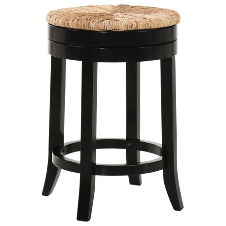 Irving 24" Swivel Rush Seat Counter Stool, Antique Black