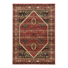 Linon Serape Hexagon Power Loomed Polyester 3'x5' Rug in Red