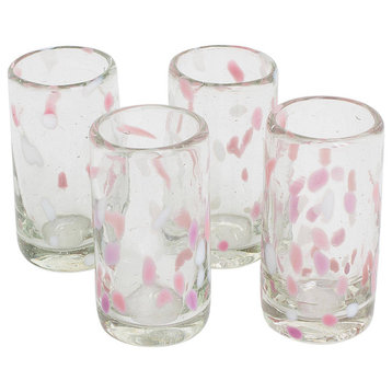 NOVICA Party Pink And Recycled Glass Shot Glasses  (Set Of 4)