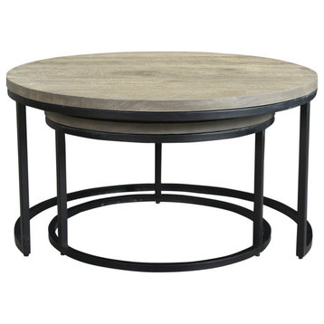 Industrial Drey Round Nesting Coffee Tables Set of 2 - Grey