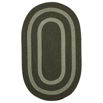 Colonial Mills Graywood GW63 Moss Green Bordered Area Rug, Oval 2'x10'