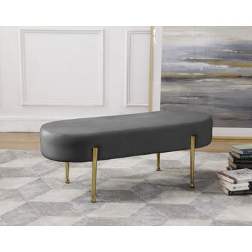 Gia Velvet Upholstered Bench, Gray