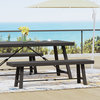 GDF Studio Cana Outdoor Teak Acacia Wood Bench With Rustic Metal Accents, Black