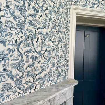 Chelsea Textiles Toile De Joie Antique Blue Wallpaper