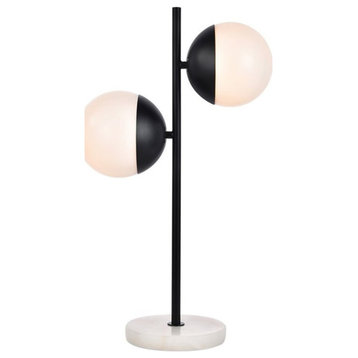 Living District Eclipse 2-Light Metal & Glass Table Lamp in Black/Frosted White