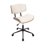 LumiSource Lombardi Height Adj. Office Chair, Walnut and Cream