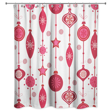 Red Ornament Pattern 71x74 Shower Curtain