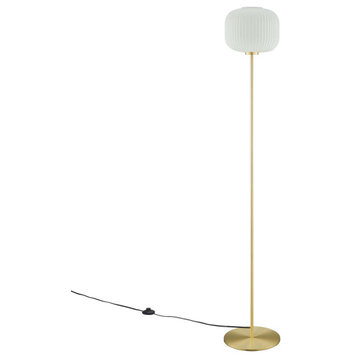 Floor Lamp Light, White Gold, Glass, Modern, Mid Century Bistro Hospitality