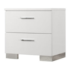 Bowery Hill 2 Drawer Nightstand in Glossy White and Chrome