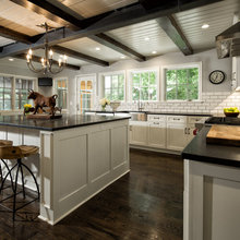 white tile kitchen backsplash