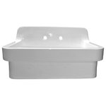 Nantucket Sinks - 30"Ceramic Farm Country Kitchen-Utility Sink - 30 inch High Density Ceramic Utility/Laundry/Bar/Kitchen Farm Country Sink - This sink can be a farm country style featured fixture in your home! Allow your creativity to run wild from doubling- up for a kids' bathroom, a green house sink, laundry room or period restoration kitchen sink. Made of dependable vitreous china, it can be used in either a kitchen or utility room setting! Install into a cabinet with the upper and apron exposed for some vintage style! There was a practicality to vintage style farm designs which made perfect sense for their ease of use and practicality! Dense ceramic material is coated in a white enamel glaze which is scratch, chip and burn resistant. This sink has a 3.5 inch drain opening and 2 pre-drilled holes for faucet installation. Listed dimensions may vary slightly from actual. Ships LTL (on pallet only).