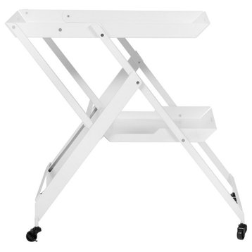 Furniture of America Prescotty Contemporary Metal Foldable Serving Cart in White