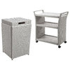 Furniture of America Azur Aluminum 2-Piece Bar Cart and Trash Can in Gray