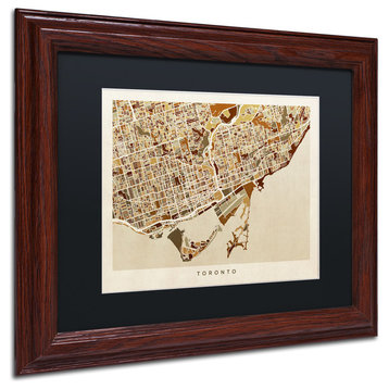 "Toronto Street Map II" Matted Framed Canvas Art by Michael Tompsett