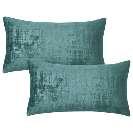 Velvet 2 Piece Lumbar Pillow Cover Set, Agate Green, 2 Piece, 14"x26"