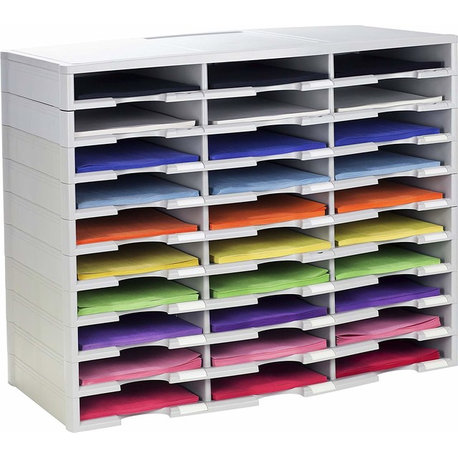 Storex 30-Compartment Literature Organizer, Gray