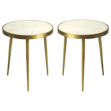 Home Square Tapered Legs Accent Table in Multi-Color - Set of 2