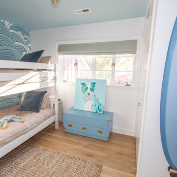 White Twin Low Quadruple Bunk Bed with Stairs