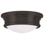 Livex Lighting - Livex Lighting 7342-07 Astor - 2 Light Flush Mount in Astor Style - 13 Inches wi - In a brushed nickel finish paired with hand blownAstor 2 Light Flush  Bronze Satin White GUL: Suitable for damp locations Energy Star Qualified: n/a ADA Certified: n/a  *Number of Lights: 2-*Wattage:60w Medium Base bulb(s) *Bulb Included:No *Bulb Type:Medium Base *Finish Type:Bronze