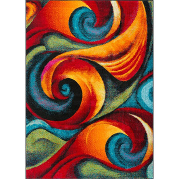 Susan Contemporary Abstract Area Rug, Multi-Color, 8'9"x12'3"