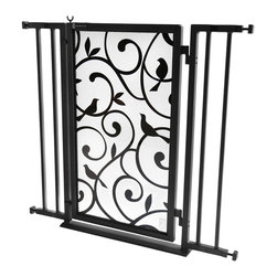 Fusion Gates - Fusion Gate with Songbirds Design, Black, 32"-36" - Baby Gates And Child Safety
