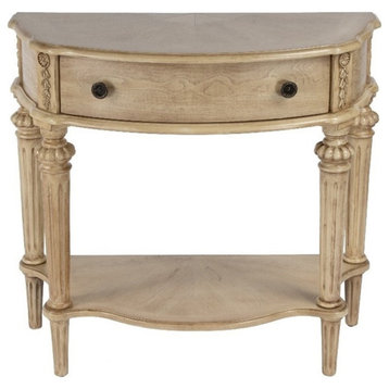 Bowery Hill Traditional 1 Drawer Wood Console Table in Antique Beige