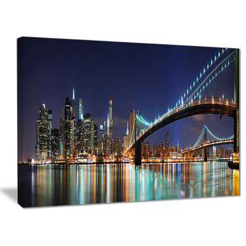 "Brooklyn Bridge Panorama" Cityscape Photo Canvas Print, 40"x30"
