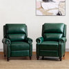 Genuine Leather Cigar Recliner, Home Theater Seating, Set of 2, Green