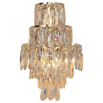 Gold/chrome crystal wall sconce for corridor, living room., Gold