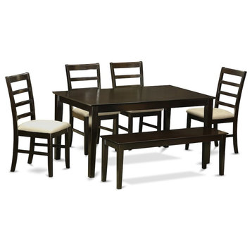 6 PC Kitchen Table With Bench Set-Dinette Table And 4 Kitchen Chairs And Bench