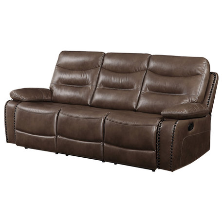 Aashi Sofa, Motion, Brown Leather-Gel Match