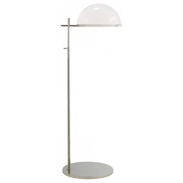 Dulcet Pharmacy Floor Lamp, 1-Light, Polished Nickel, White Glass, 54.5"H