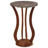 Benzara BM160087 Transitional Wooden Plant Stand With Faux Marble Top, Brown