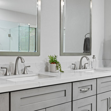 Master bathroom with a standalone tub