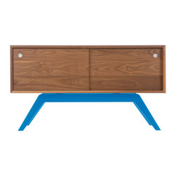 Eastvold Furniture - Elko Credenza Small, Walnut, Blue Base - Buffets And Sideboards