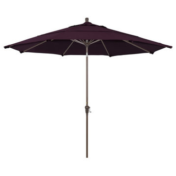11' Aluminum Market Umbrella Auto Tilt Champagne, Pacifica, Purple