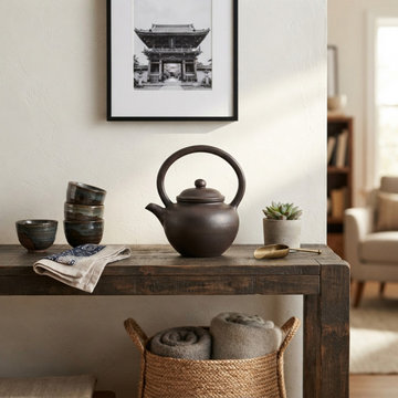 Chinese Handmade Dark Brown Zisha Clay Arch Handle Display Teapot Art GB778