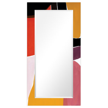"Finale" Beveled Mirror on Printed Abstarct Tempered Art Glass, 54x28"