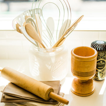 Modern Kitchen Countertop Styling with Wooden Spoons