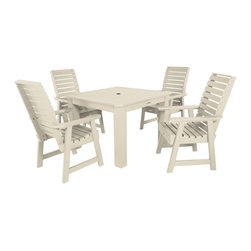 Highwood USA - Weatherly 5-Piece Square Dining Set, Whitewash - Outdoor Dining Sets
