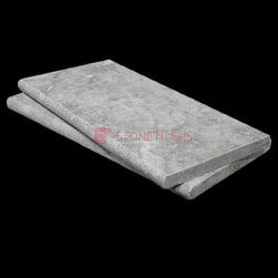 silver bullnose travertine pool copings 16x24 - Wall And Floor Tile