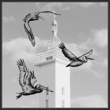 "Flying to the lighthouse", Decorative Wall Art, 41.75"x41.75"