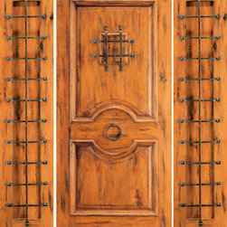 Exterior Prehung Door with Two Sidelites, Knotty Alder, Speakeasy - Front Doors