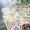 Tapered Accent Ottoman or Stool, Yellow/Blue