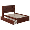 Newport Full Platform Bed, Flat Panel Foot Board & Full Size Trundle Bed, Walnut