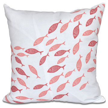 Escuela, Animal Print Outdoor Pillow, Coral, 18"x18"